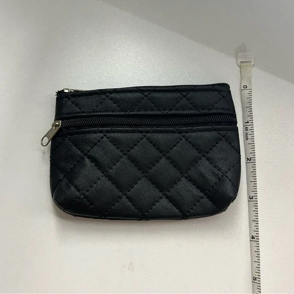 Diamond Quilted Double Zipper Black or Pink Coin Purse - Picture 10 of 10